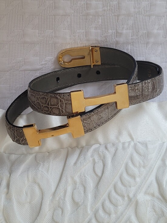 Non-Branded Accessories - Whale Croc Embossed Belt